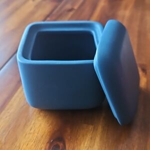 Indigo Blue Soft Cotton Storage Jar. Approx  4x4